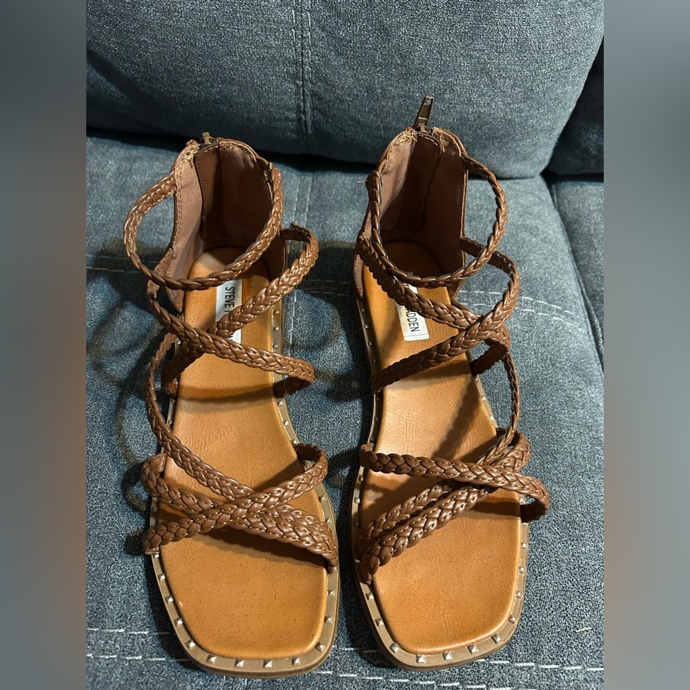 Steve Madden Tan Braided Gladiator Sandals